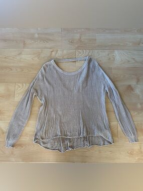 🌺 2/$20 Forever 21 oversized light brown tan cotton sweater size small open back
